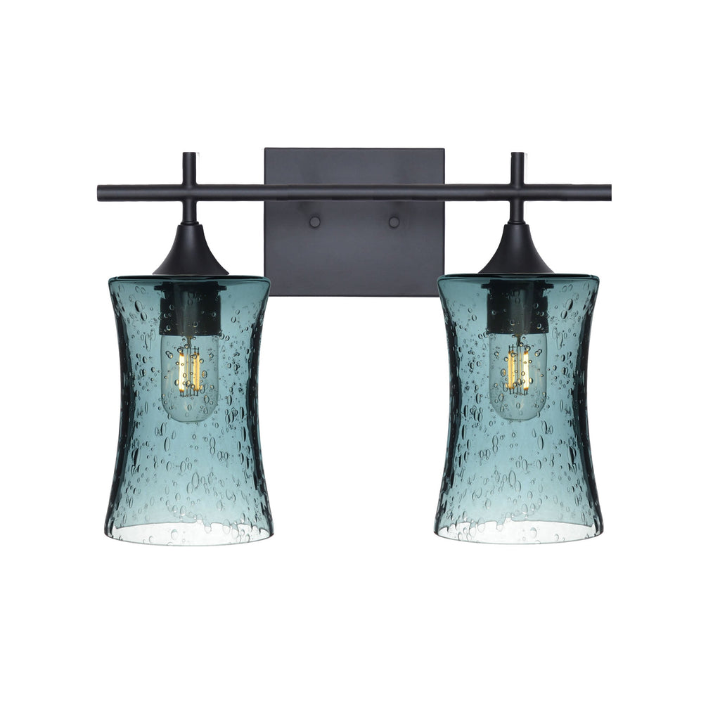 818 2-Light Wall Vanity-Glass-Bicycle Glass Co - Hotshop-Brushed Nickel-Lunar-Steel Blue-Bicycle Glass Co