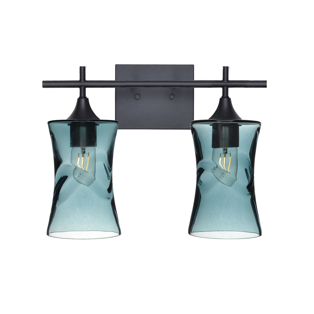 818 2-Light Wall Vanity-Glass-Bicycle Glass Co - Hotshop-Brushed Nickel-Lunar-Steel Blue-Bicycle Glass Co