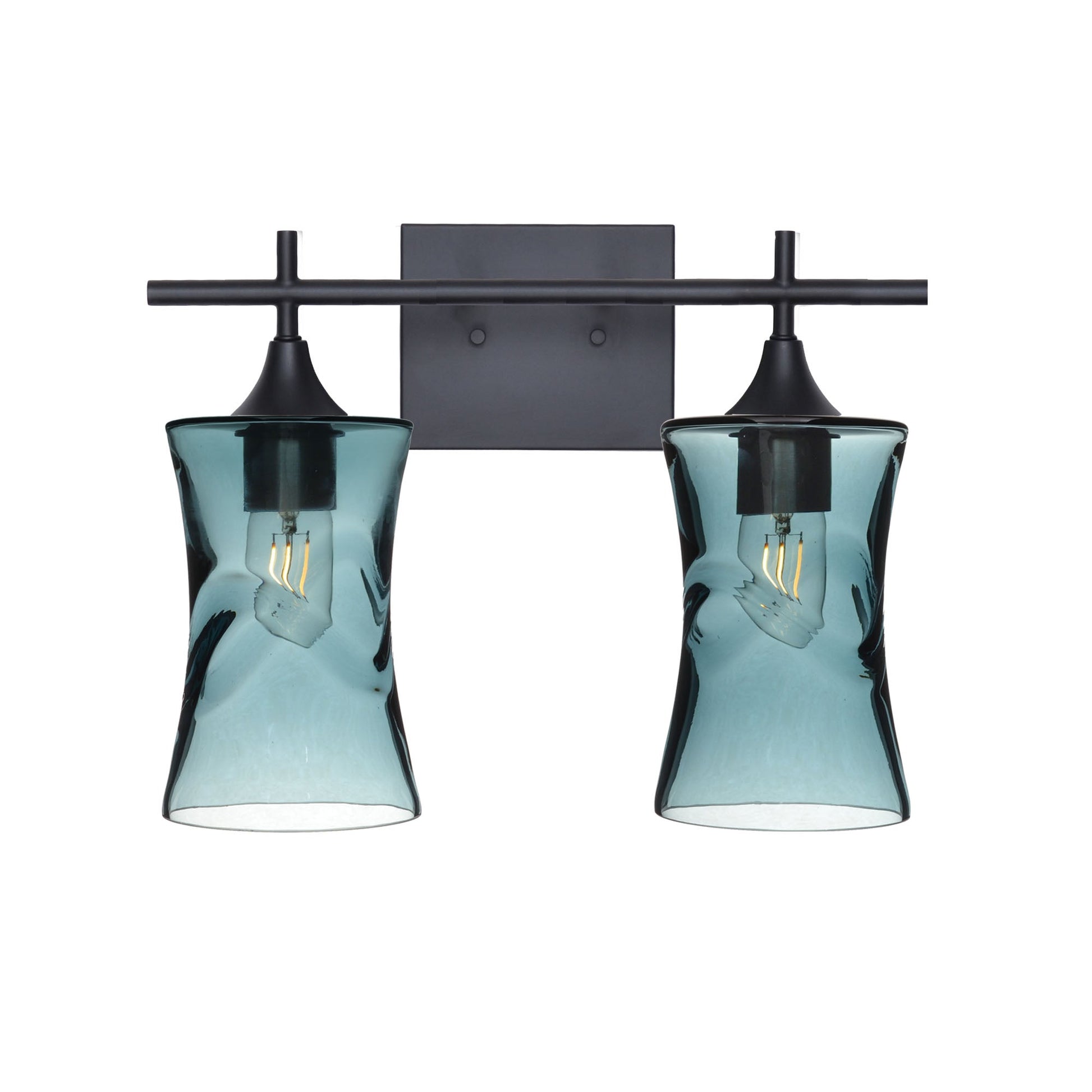 818 2-Light Wall Vanity-Glass-Bicycle Glass Co - Hotshop-Brushed Nickel-Lunar-Steel Blue-Bicycle Glass Co