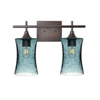 818 2-Light Wall Vanity-Glass-Bicycle Glass Co - Hotshop-Brushed Nickel-Lunar-Steel Blue-Bicycle Glass Co