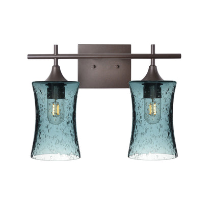 818 2-Light Wall Vanity-Glass-Bicycle Glass Co - Hotshop-Brushed Nickel-Lunar-Steel Blue-Bicycle Glass Co