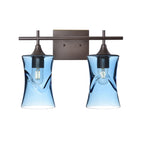 818 2-Light Wall Vanity-Glass-Bicycle Glass Co - Hotshop-Brushed Nickel-Lunar-Steel Blue-Bicycle Glass Co