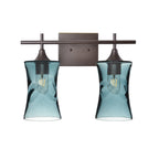 818 2-Light Wall Vanity-Glass-Bicycle Glass Co - Hotshop-Brushed Nickel-Lunar-Steel Blue-Bicycle Glass Co
