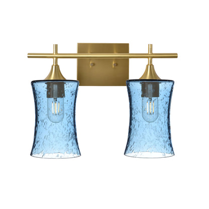 818 2-Light Wall Vanity-Glass-Bicycle Glass Co - Hotshop-Brushed Nickel-Lunar-Steel Blue-Bicycle Glass Co