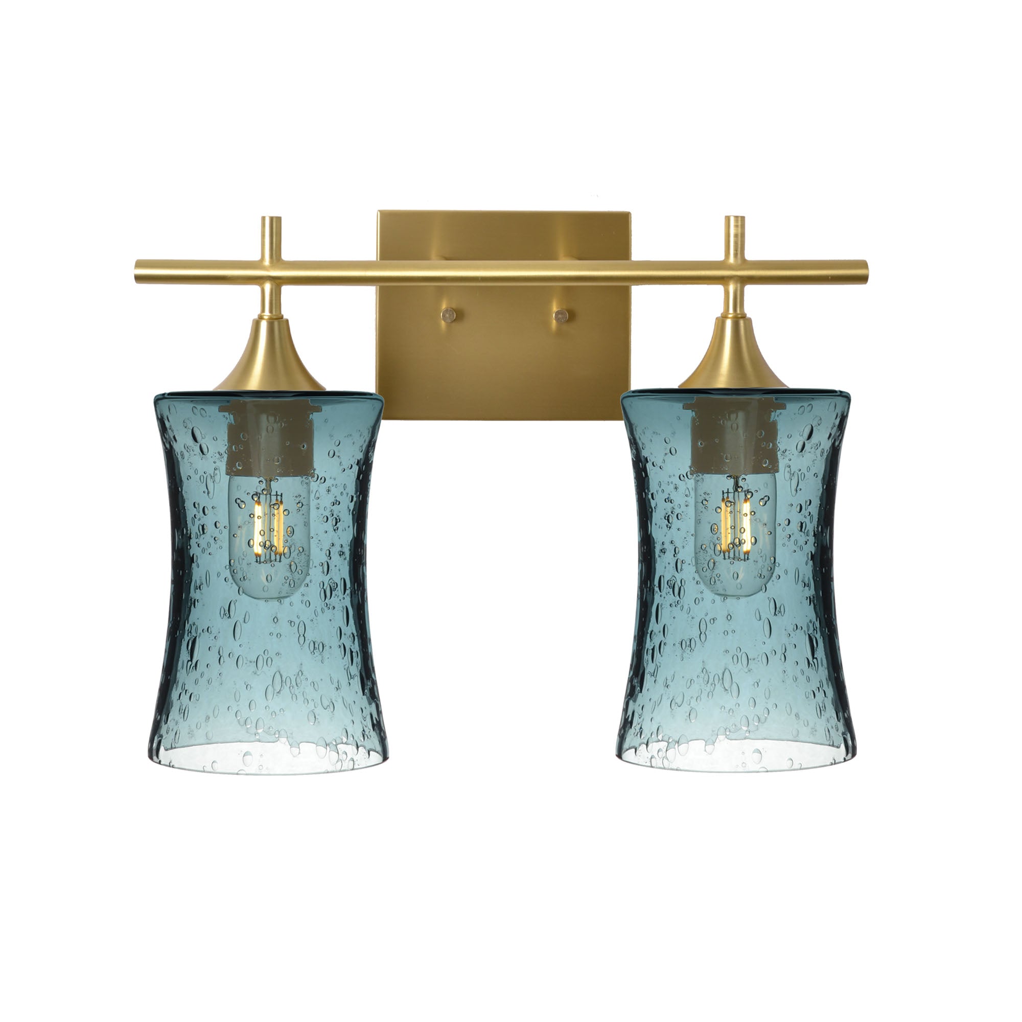 818 2-Light Wall Vanity-Glass-Bicycle Glass Co - Hotshop-Brushed Nickel-Lunar-Steel Blue-Bicycle Glass Co