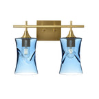 818 2-Light Wall Vanity-Glass-Bicycle Glass Co - Hotshop-Brushed Nickel-Lunar-Steel Blue-Bicycle Glass Co