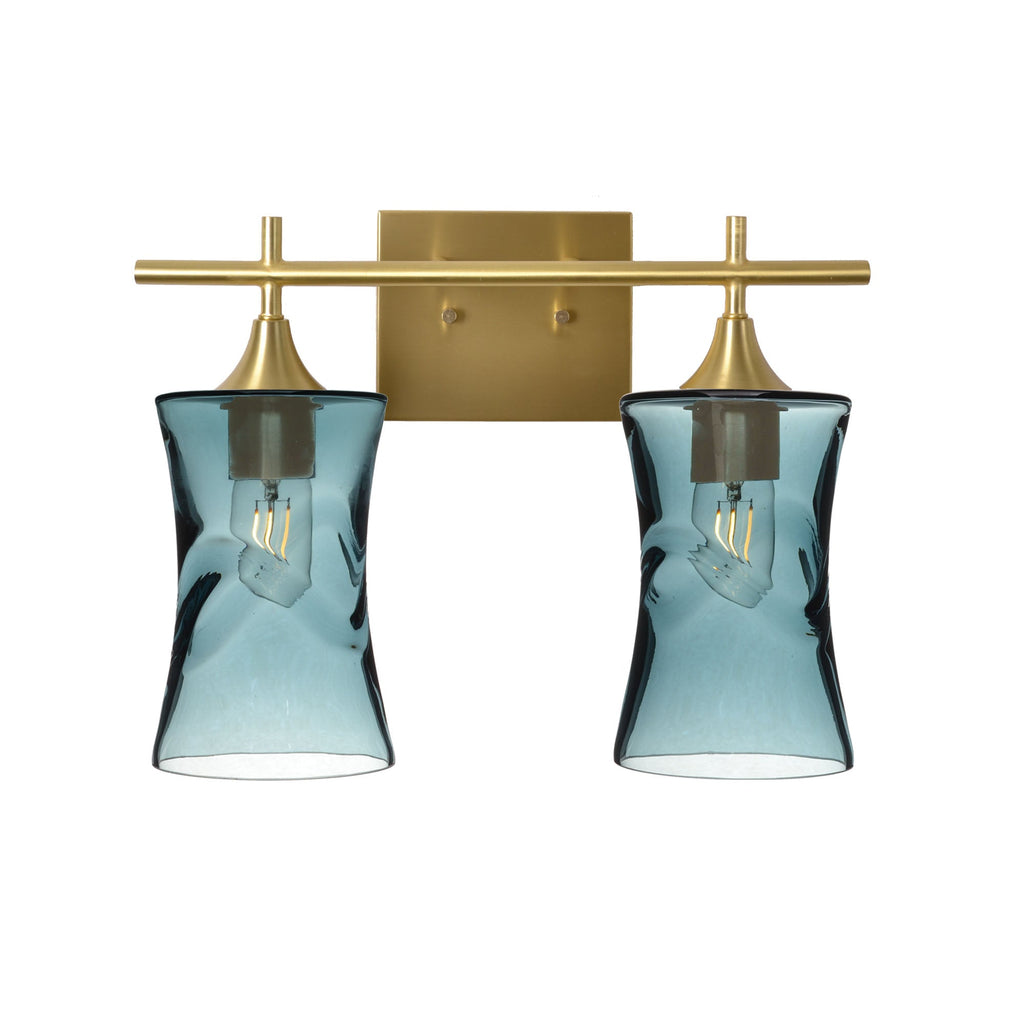 818 2-Light Wall Vanity-Glass-Bicycle Glass Co - Hotshop-Brushed Nickel-Lunar-Steel Blue-Bicycle Glass Co