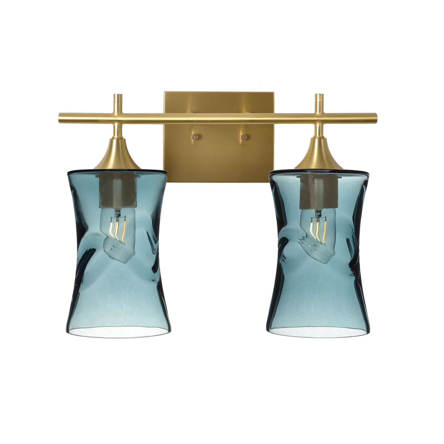 818 2-Light Wall Vanity-Glass-Bicycle Glass Co - Hotshop-Brushed Nickel-Lunar-Steel Blue-Bicycle Glass Co