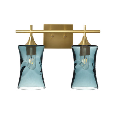 818 2-Light Wall Vanity-Glass-Bicycle Glass Co - Hotshop-Brushed Nickel-Lunar-Steel Blue-Bicycle Glass Co