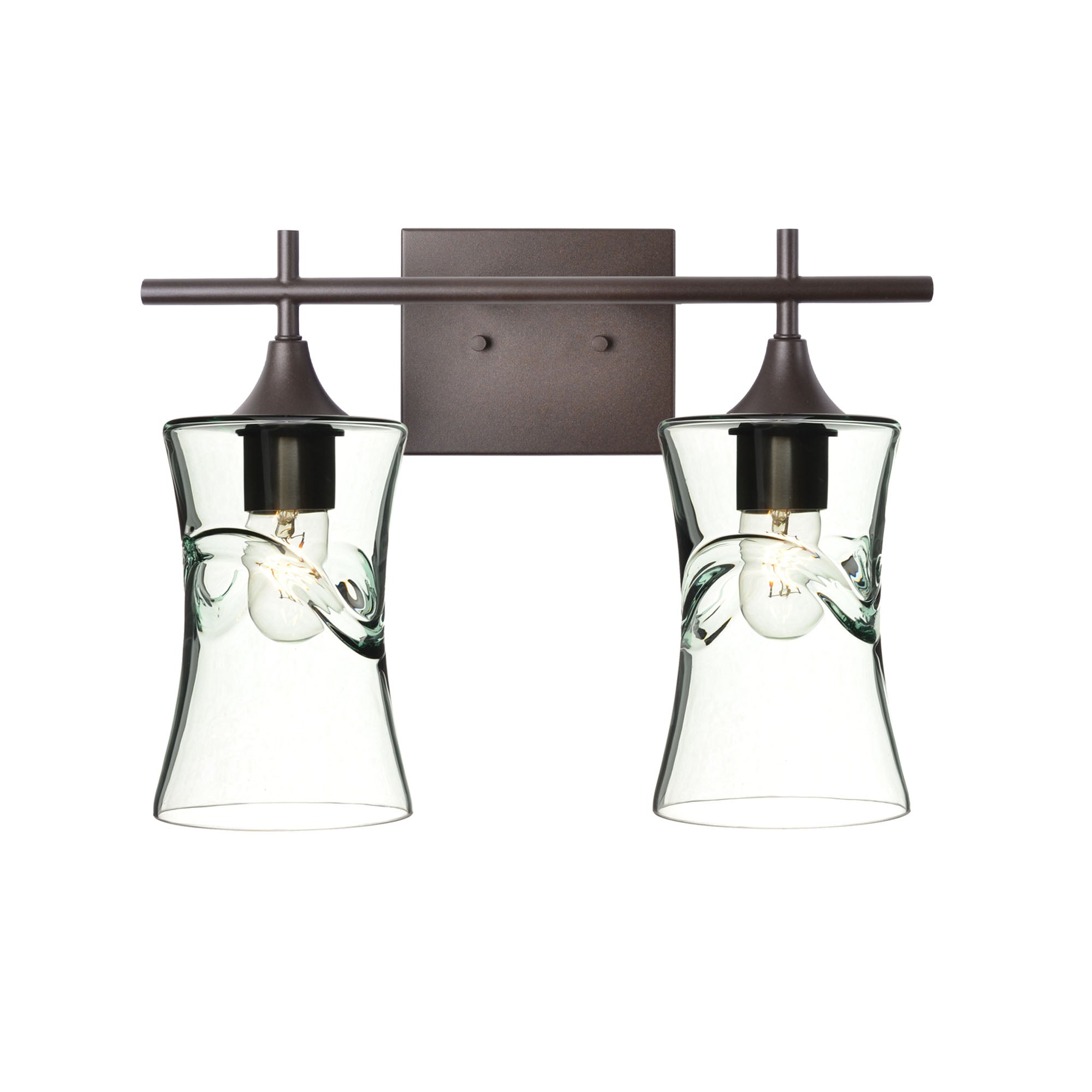 818 2-Light Wall Vanity-Glass-Bicycle Glass Co - Hotshop-Antique Bronze-Swell-Eco Clear-Bicycle Glass Co