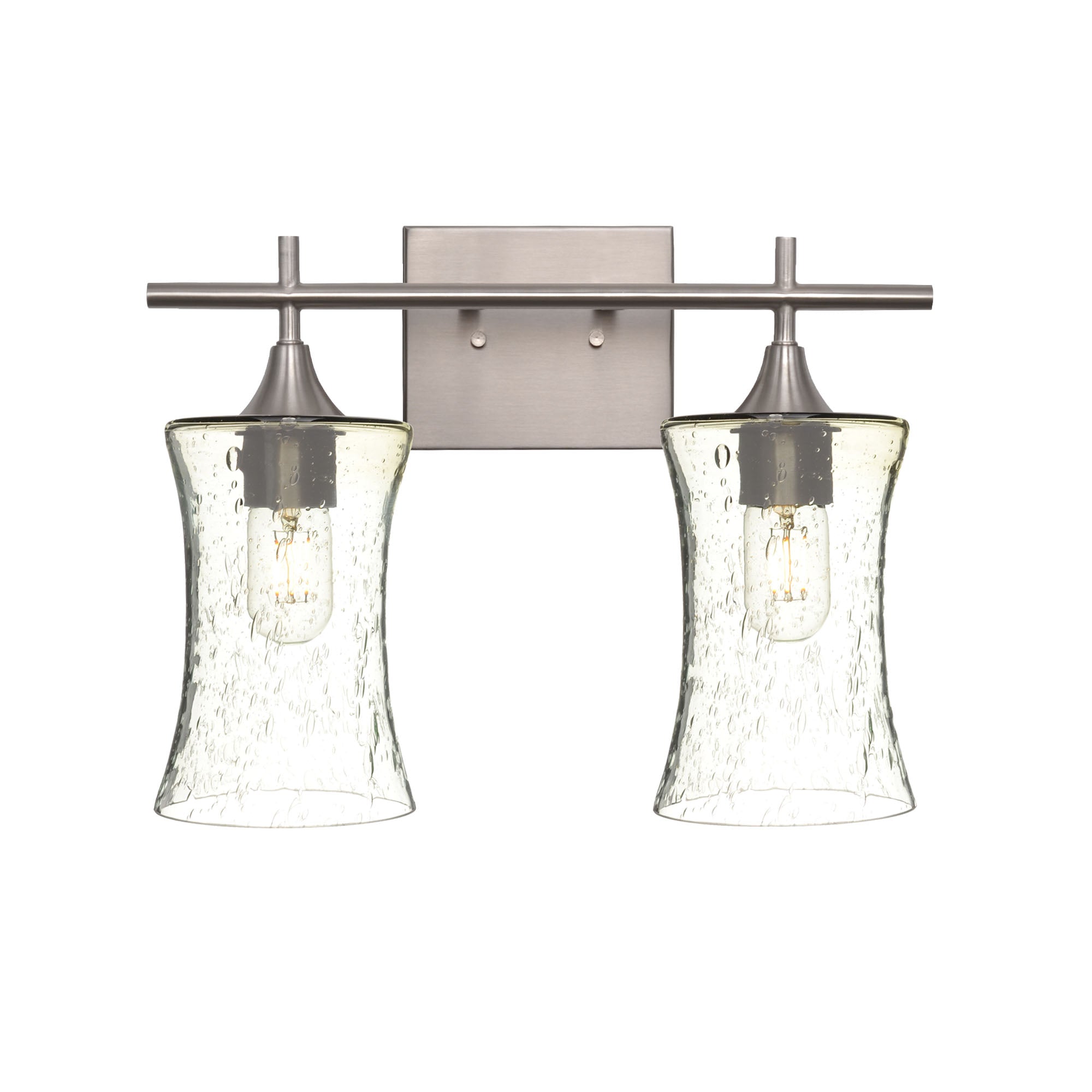 818 2-Light Wall Vanity-Glass-Bicycle Glass Co - Hotshop-Brushed Nickel-Lunar-Eco Clear-Bicycle Glass Co