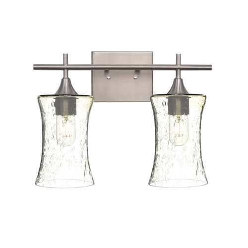 818 2-Light Wall Vanity-Glass-Bicycle Glass Co - Hotshop-Brushed Nickel-Lunar-Eco Clear-Bicycle Glass Co