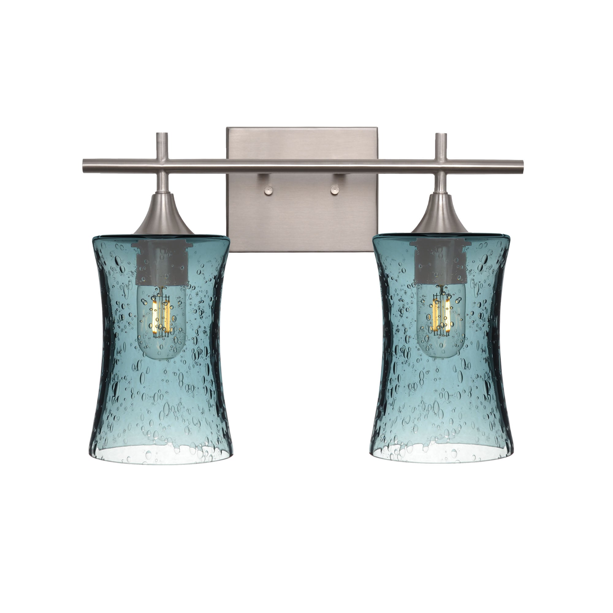 818 2-Light Wall Vanity-Glass-Bicycle Glass Co - Hotshop-Brushed Nickel-Lunar-Slate Gray-Bicycle Glass Co