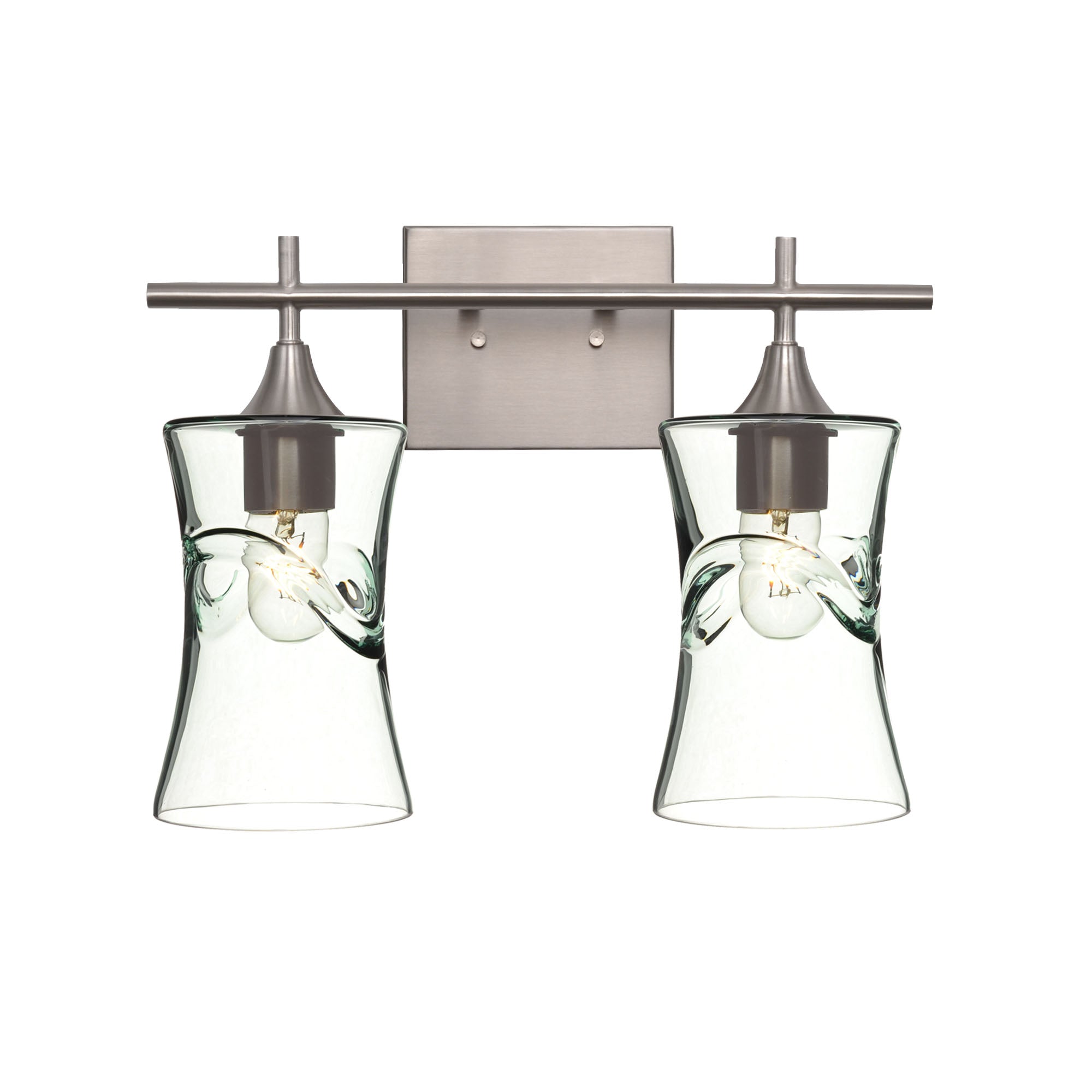 818 2-Light Wall Vanity-Glass-Bicycle Glass Co - Hotshop-Brushed Nickel-Swell-Eco Clear-Bicycle Glass Co