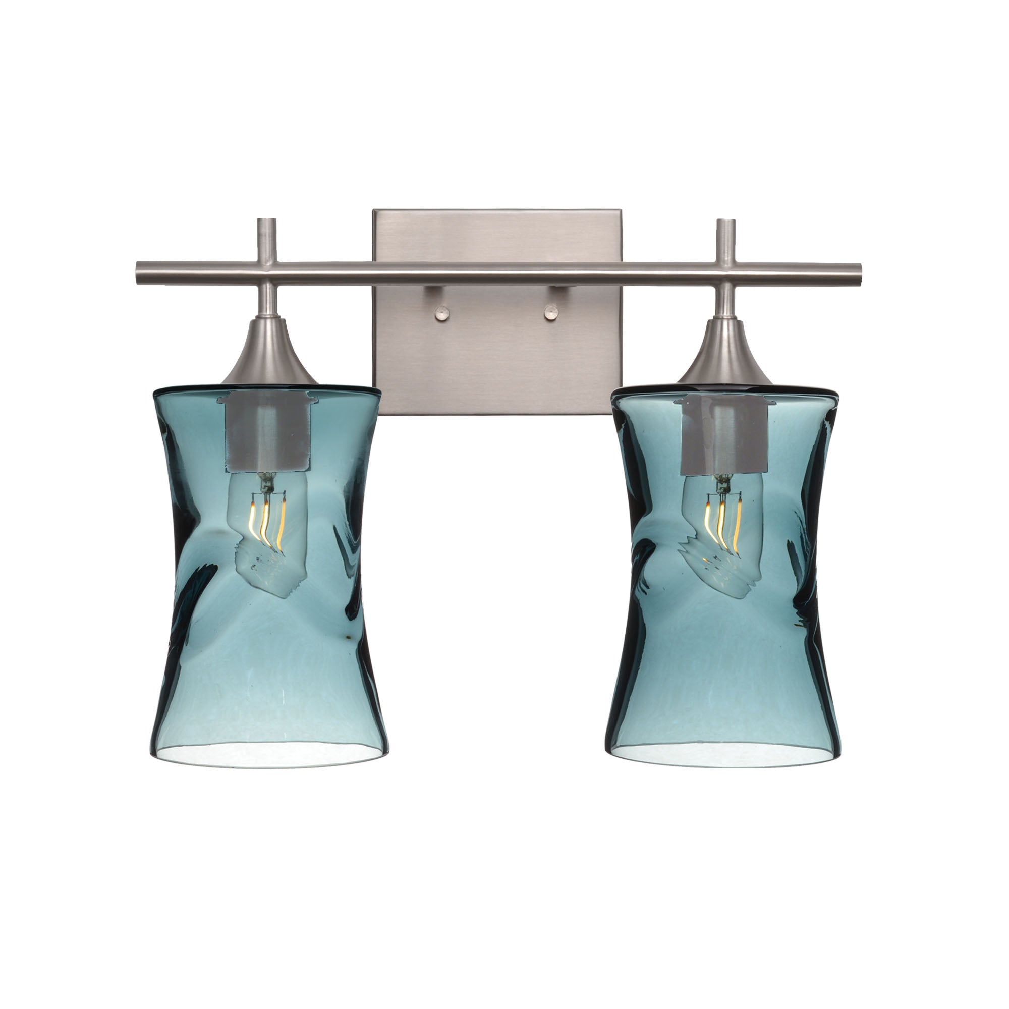 818 2-Light Wall Vanity-Glass-Bicycle Glass Co - Hotshop-Brushed Nickel-Swell-Slate Gray-Bicycle Glass Co