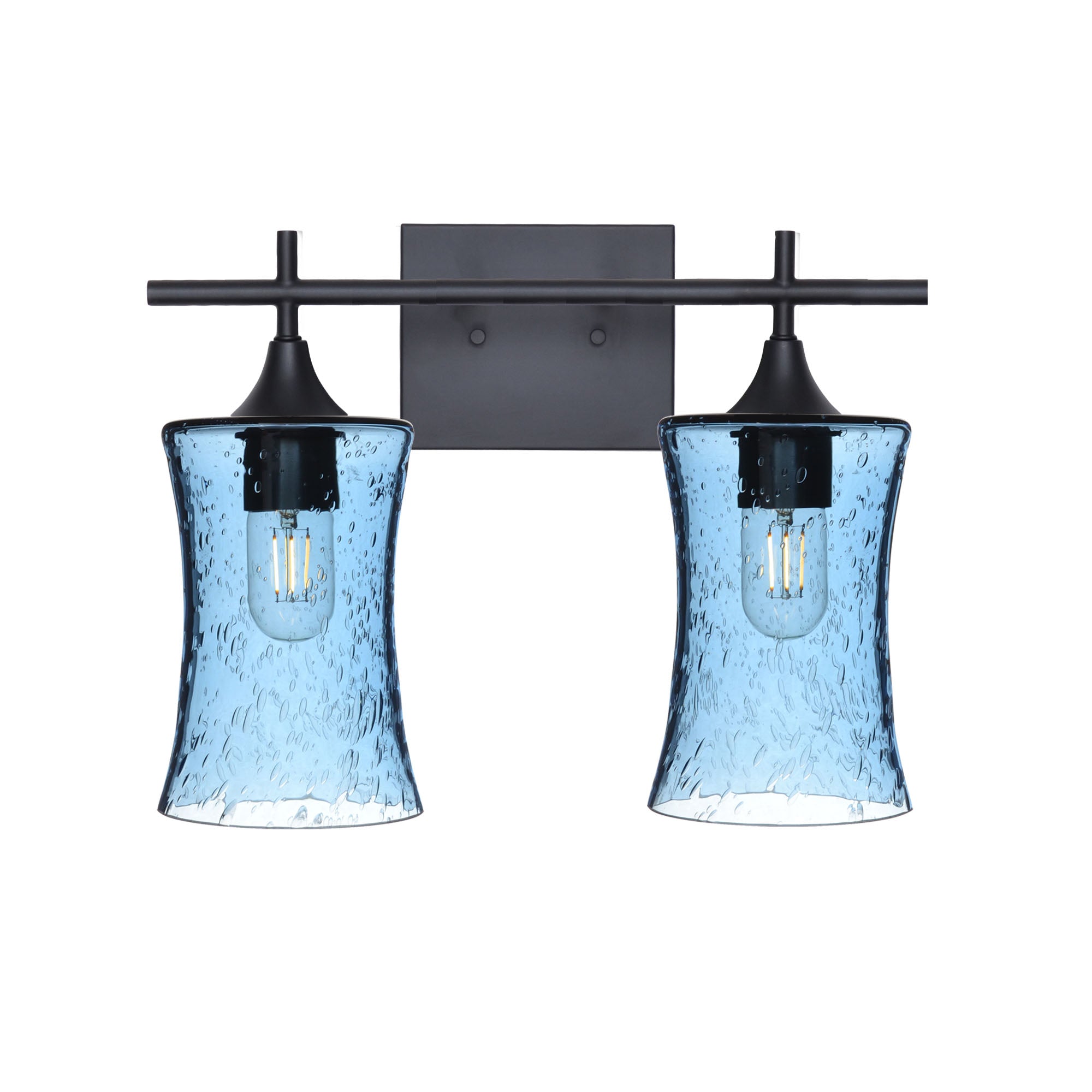 818 2-Light Wall Vanity-Glass-Bicycle Glass Co - Hotshop-Matte Black-Lunar-Steel Blue-Bicycle Glass Co