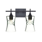 818 2-Light Wall Vanity-Glass-Bicycle Glass Co - Hotshop-Matte Black-Swell-Eco Clear-Bicycle Glass Co