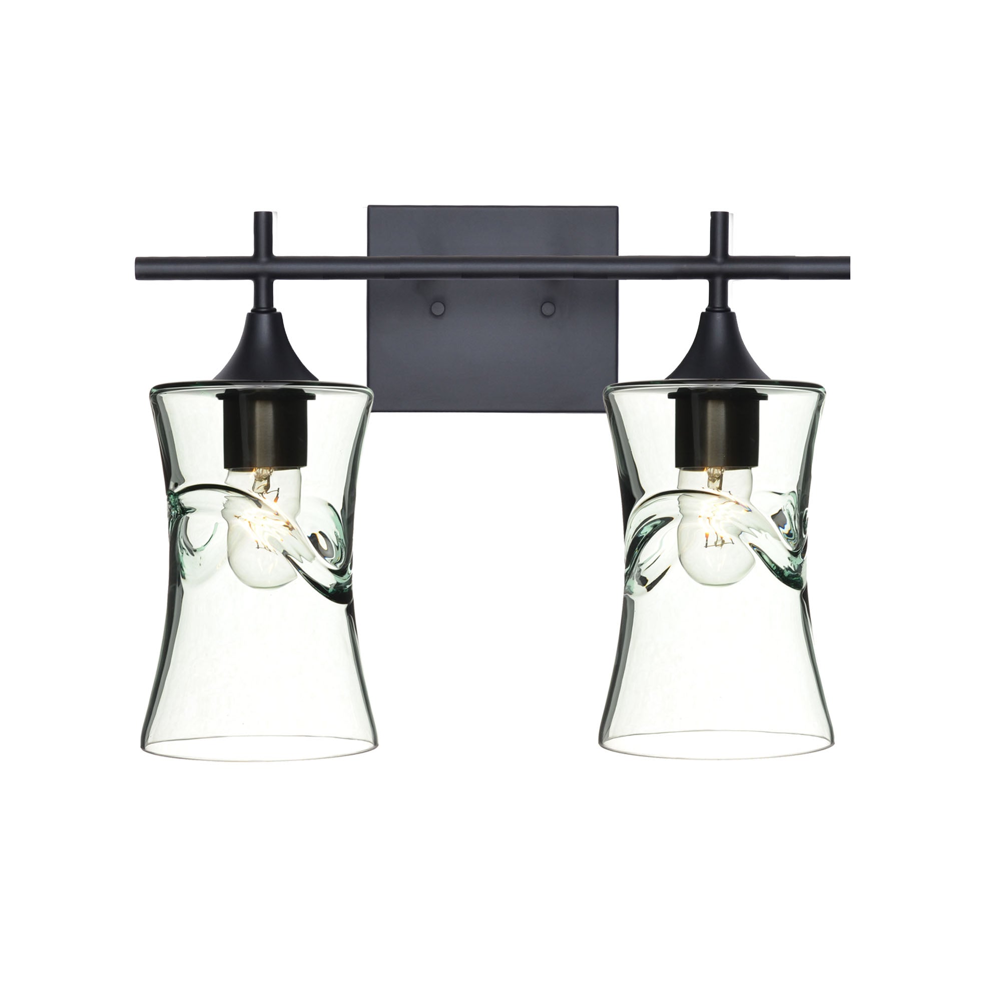 818 2-Light Wall Vanity-Glass-Bicycle Glass Co - Hotshop-Matte Black-Swell-Eco Clear-Bicycle Glass Co