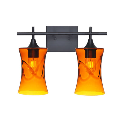 818 2-Light Wall Vanity-Glass-Bicycle Glass Co - Hotshop-Matte Black-Swell-Golden Amber-Bicycle Glass Co