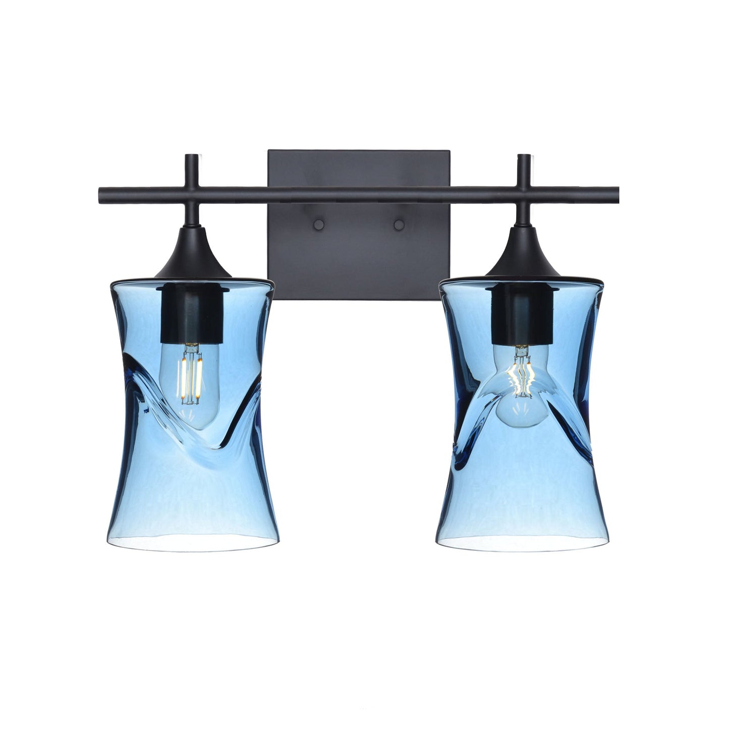 818 2-Light Wall Vanity-Glass-Bicycle Glass Co - Hotshop-Matte Black-Swell-Steel Blue-Bicycle Glass Co