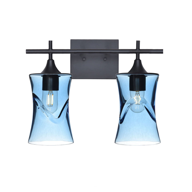 818 2-Light Wall Vanity – Matte Black / Swell / Steel Blue