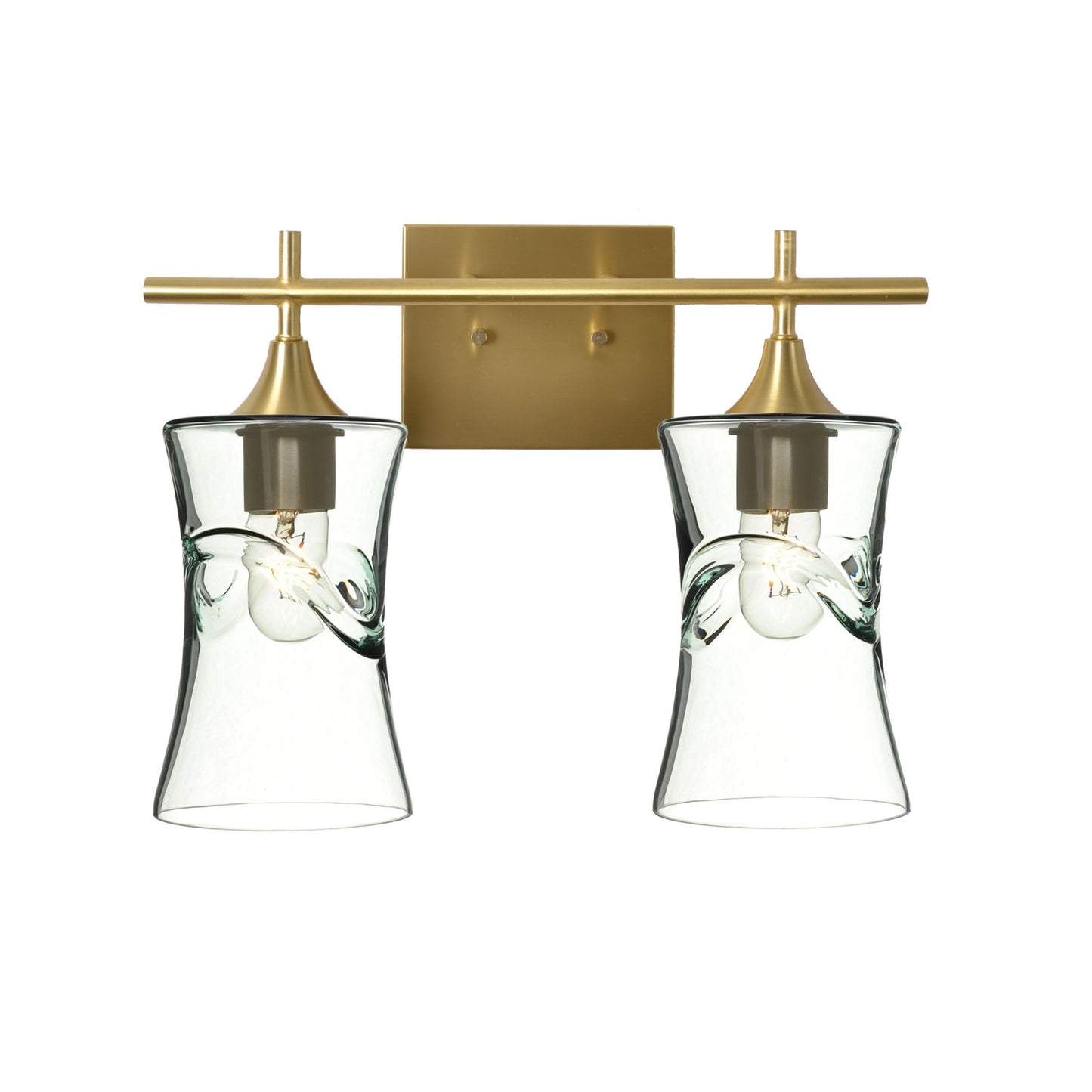 818 2-Light Wall Vanity-Glass-Bicycle Glass Co - Hotshop-Polished Brass-Swell-Eco Clear-Bicycle Glass Co
