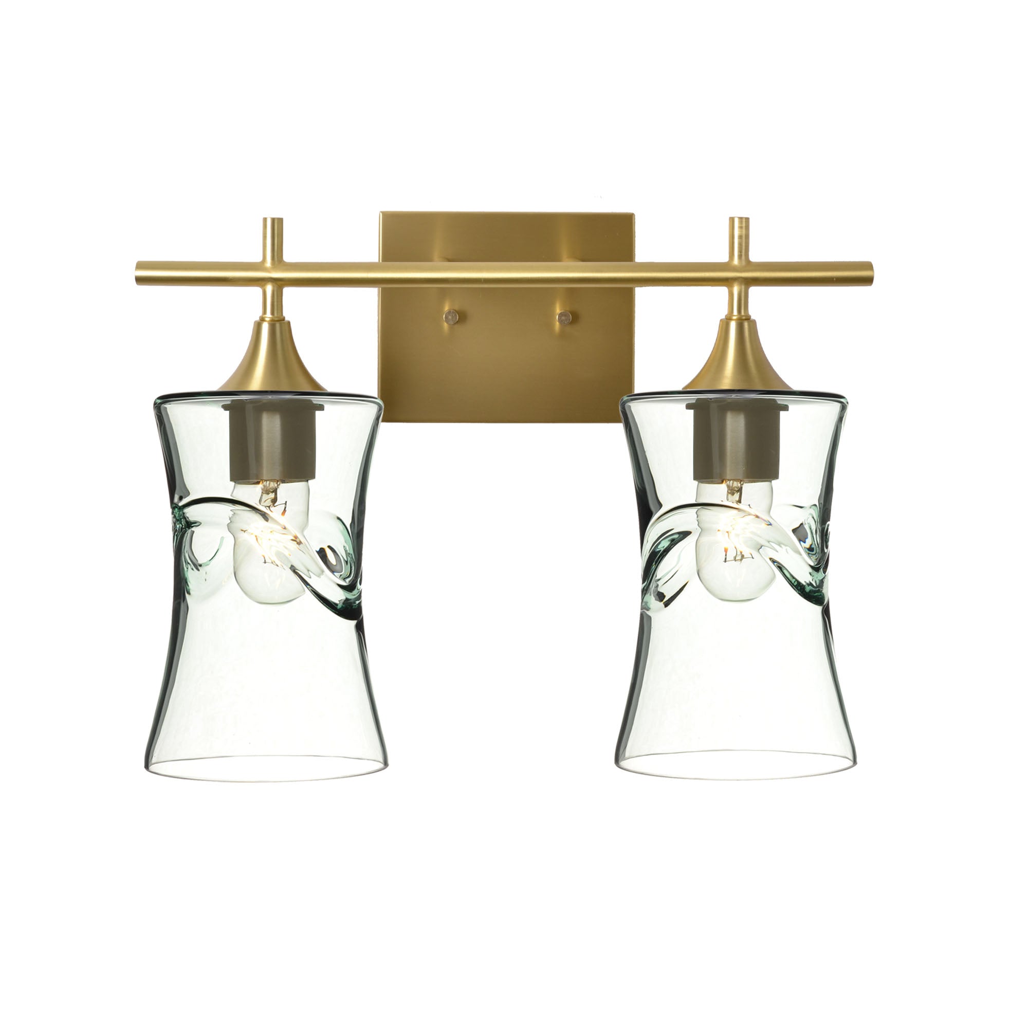 818 2-Light Wall Vanity-Glass-Bicycle Glass Co - Hotshop-Polished Brass-Swell-Eco Clear-Bicycle Glass Co