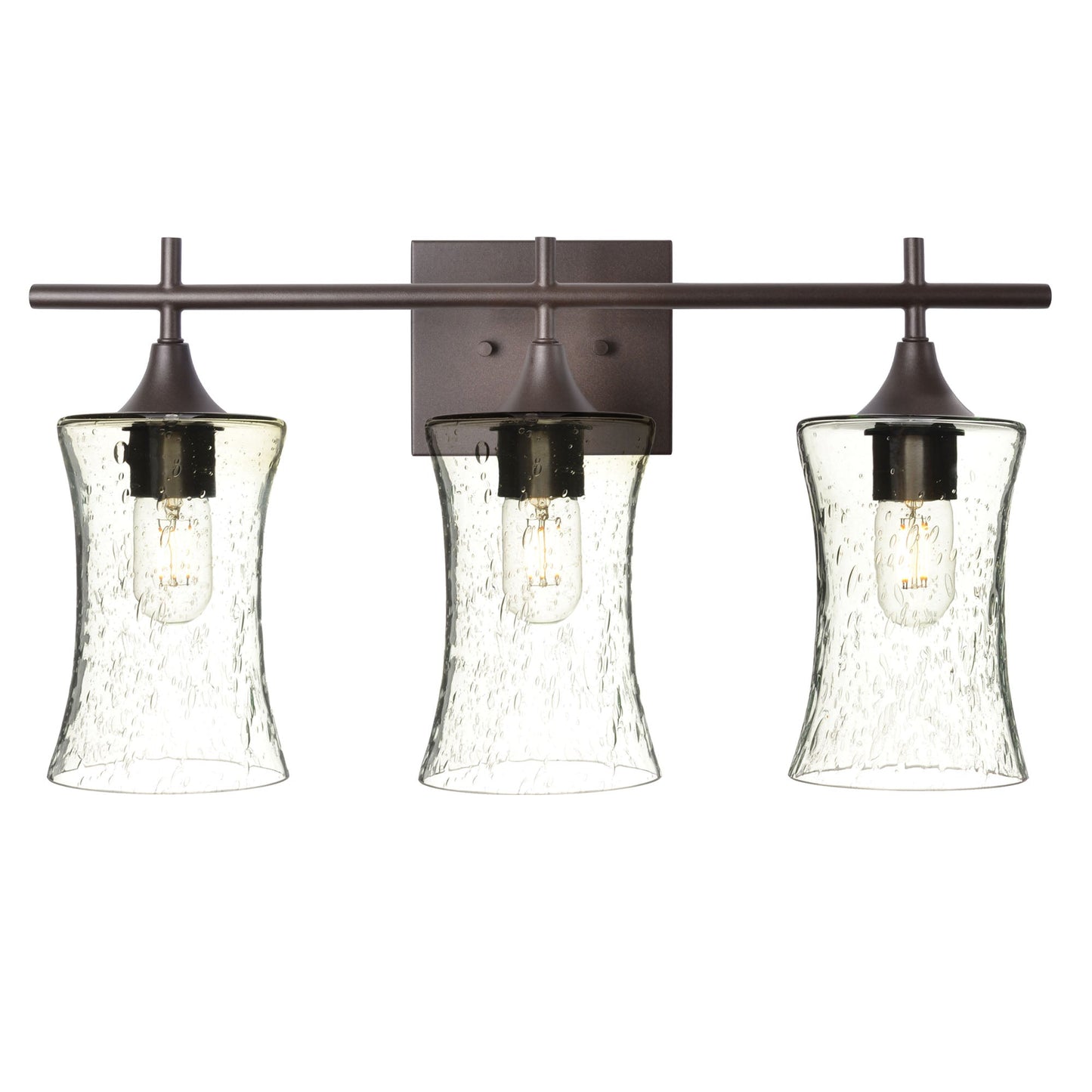 818 3-Light Vanity-Glass-Bicycle Glass Co-Lunar-Eco Clear-Antique Bronze-Bicycle Glass Co