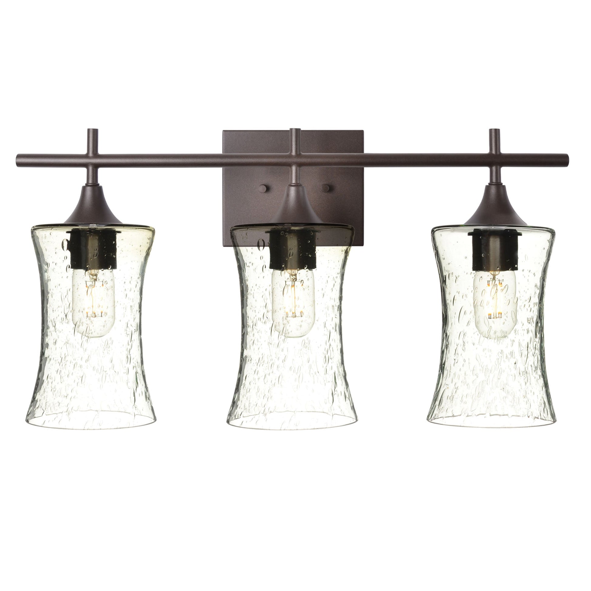 818 3-Light Vanity-Glass-Bicycle Glass Co-Lunar-Eco Clear-Antique Bronze-Bicycle Glass Co