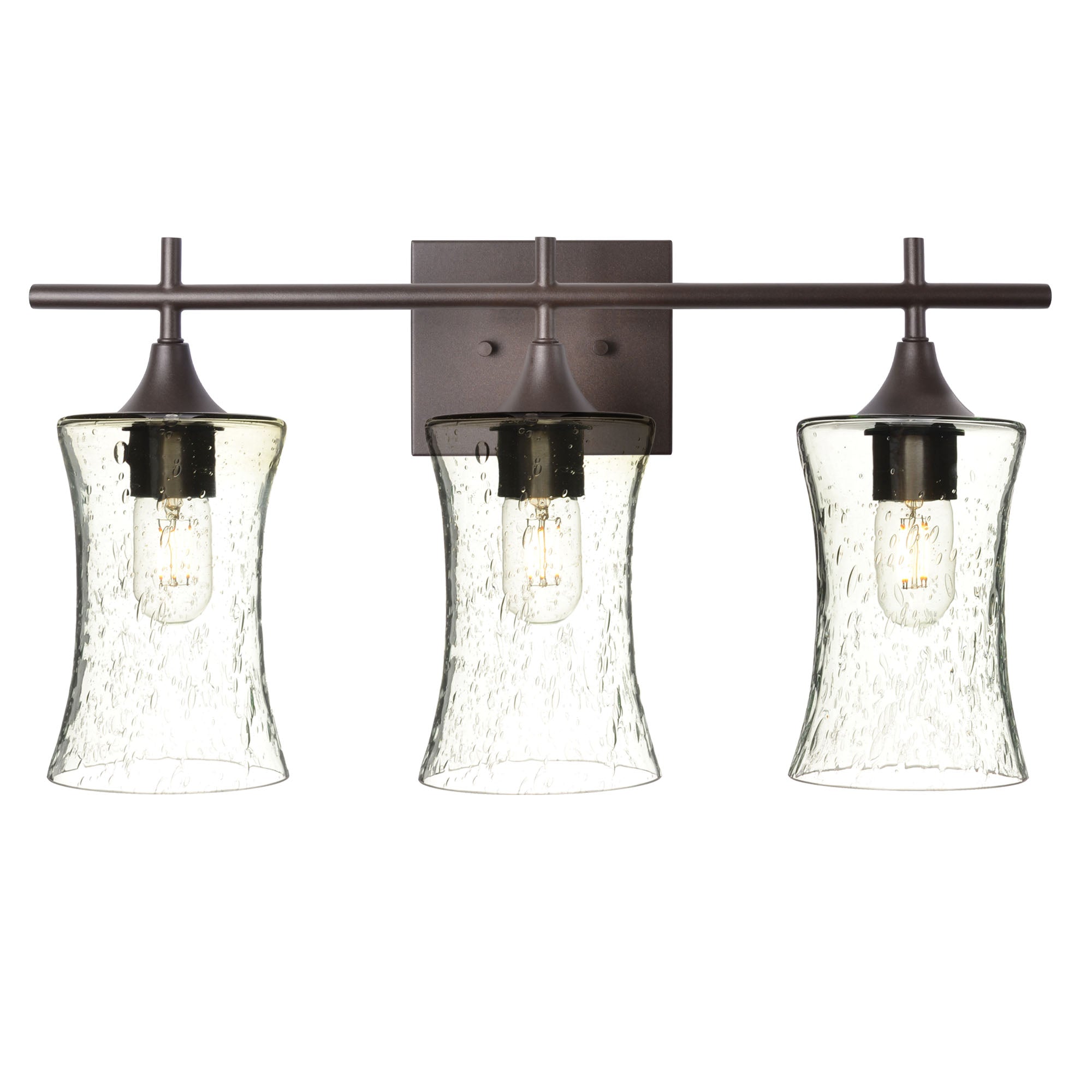 818 3-Light Vanity-Glass-Bicycle Glass Co-Lunar-Eco Clear-Antique Bronze-Bicycle Glass Co
