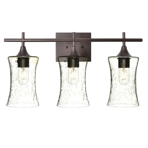 818 3-Light Vanity-Glass-Bicycle Glass Co-Lunar-Eco Clear-Antique Bronze-Bicycle Glass Co