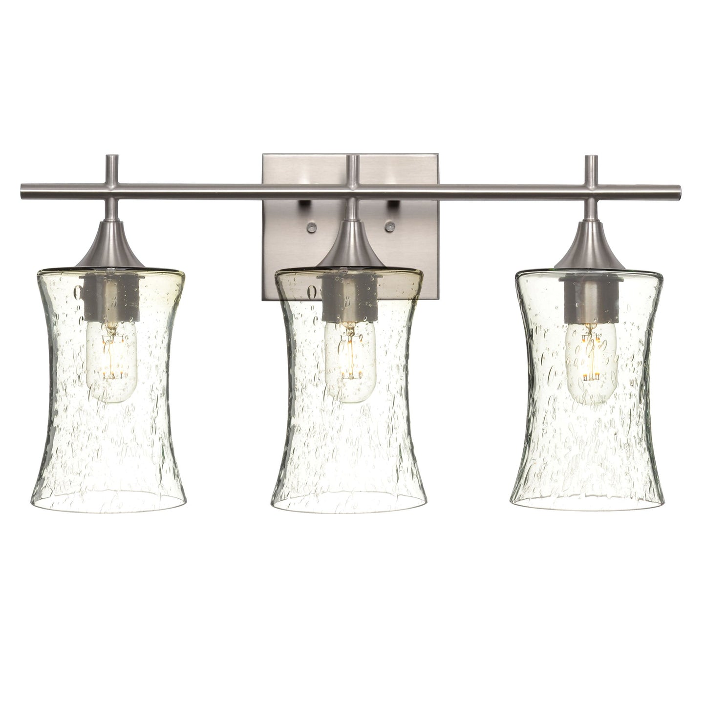 818 3-Light Vanity-Glass-Bicycle Glass Co-Lunar-Eco Clear-Brushed Nickel-Bicycle Glass Co