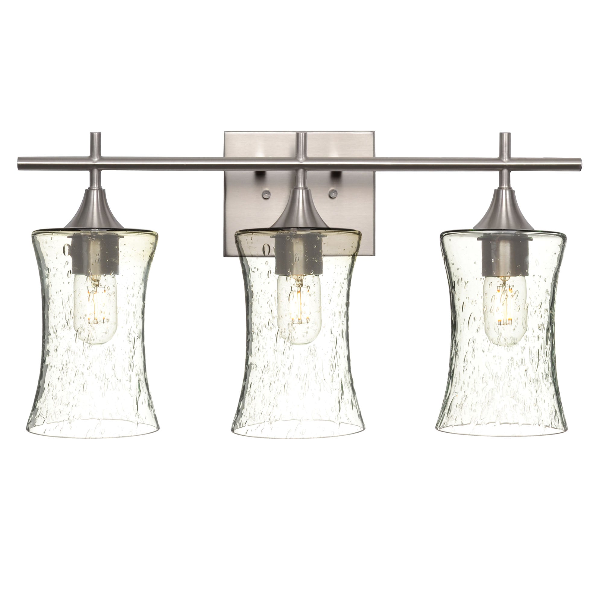 818 3-Light Vanity-Glass-Bicycle Glass Co-Lunar-Eco Clear-Brushed Nickel-Bicycle Glass Co
