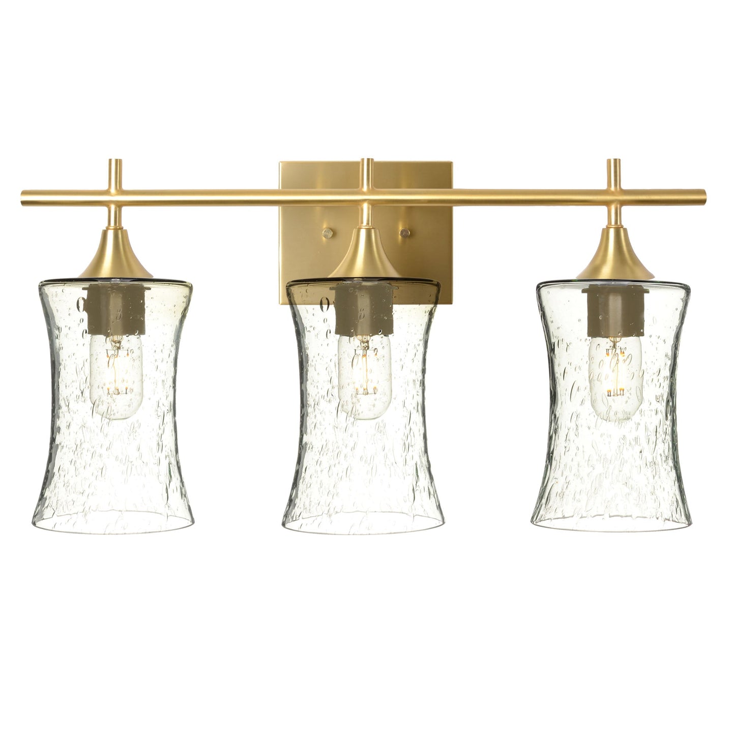 818 3-Light Vanity-Glass-Bicycle Glass Co-Lunar-Eco Clear-Polished Brass-Bicycle Glass Co