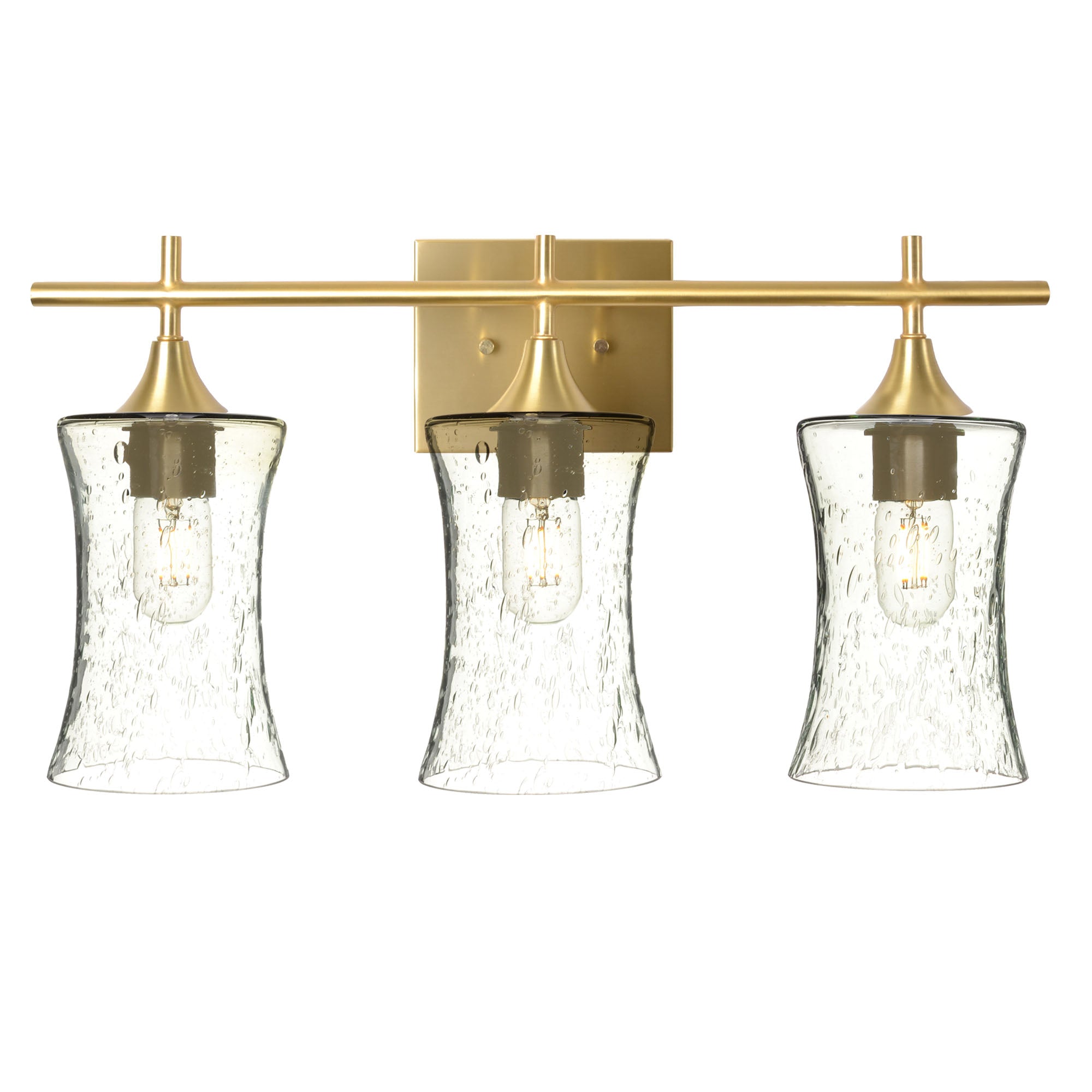 818 3-Light Vanity-Glass-Bicycle Glass Co-Lunar-Eco Clear-Polished Brass-Bicycle Glass Co