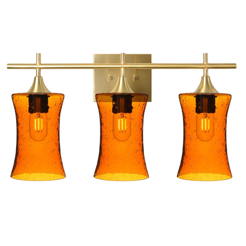 818 3-Light Vanity – Lunar / Golden Amber / Polished Brass