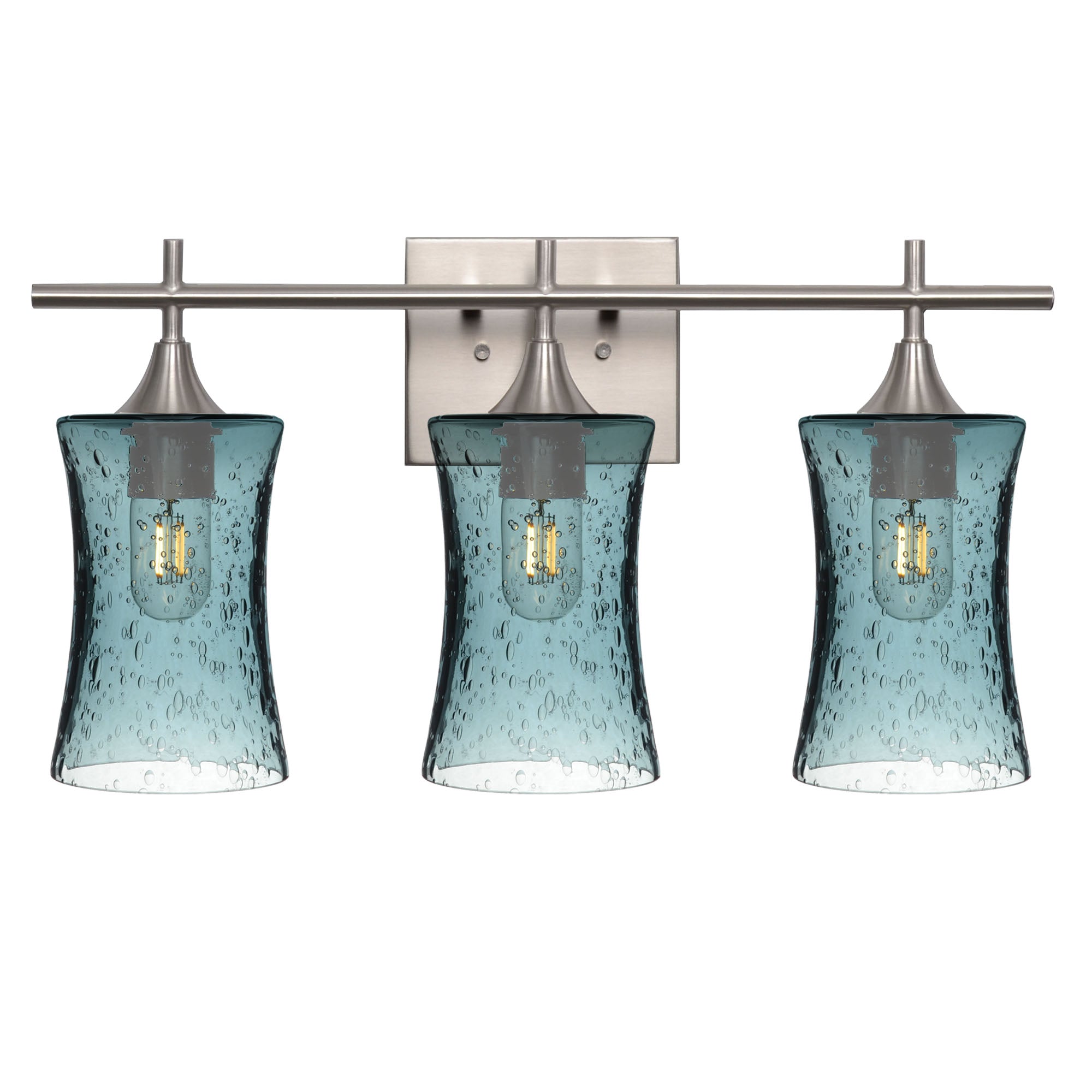 818 3-Light Vanity-Glass-Bicycle Glass Co-Lunar-Slate Gray-Brushed Nickel-Bicycle Glass Co