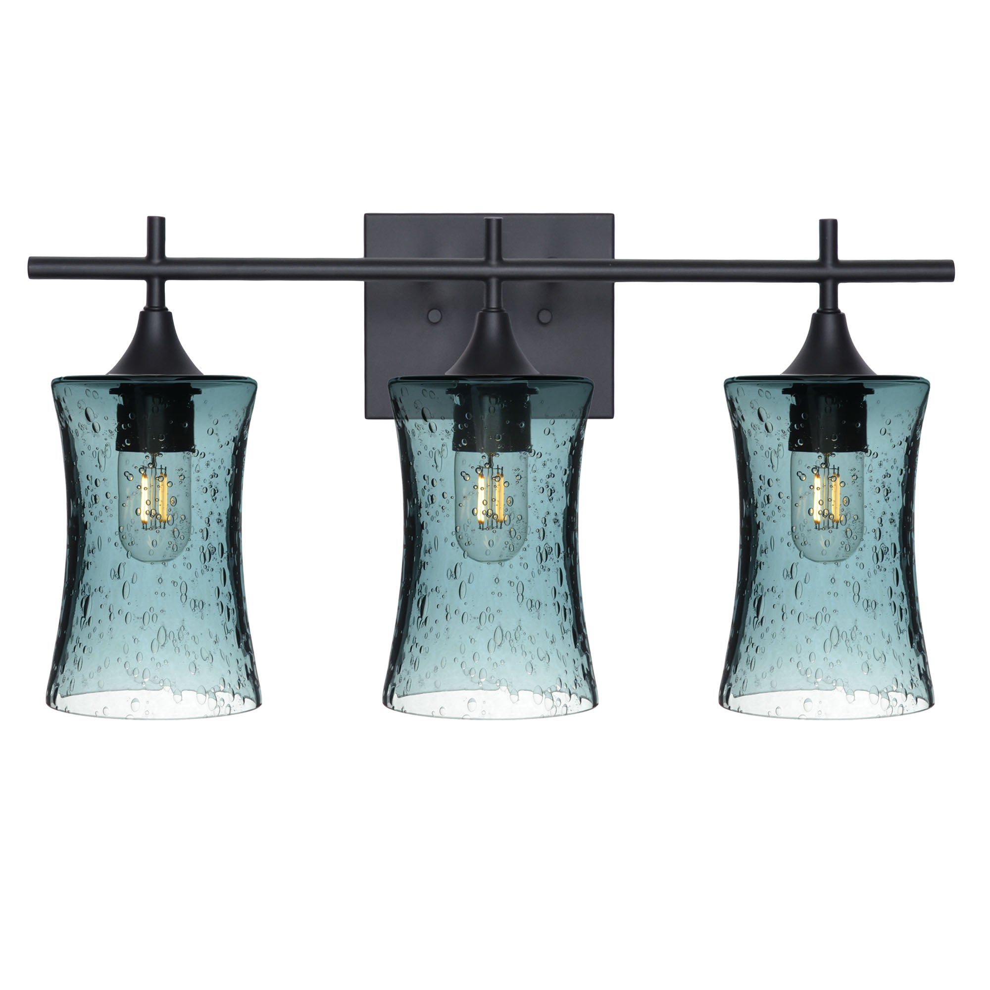 818 3-Light Vanity-Glass-Bicycle Glass Co-Lunar-Slate Gray-Matte Black-Bicycle Glass Co