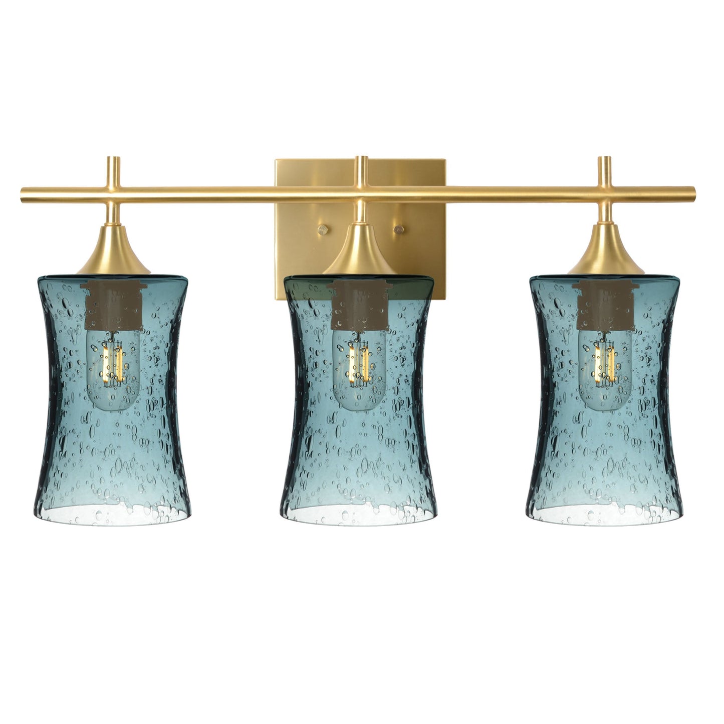 818 3-Light Vanity-Glass-Bicycle Glass Co-Lunar-Slate Gray-Polished Brass-Bicycle Glass Co