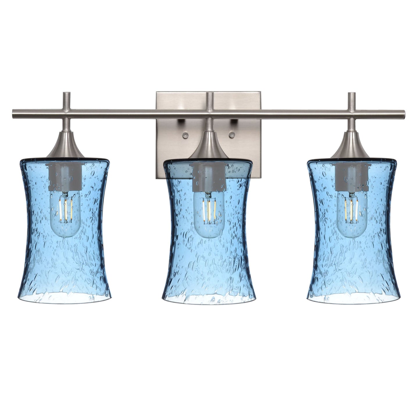 818 3-Light Vanity-Glass-Bicycle Glass Co-Lunar-Steel Blue-Brushed Nickel-Bicycle Glass Co