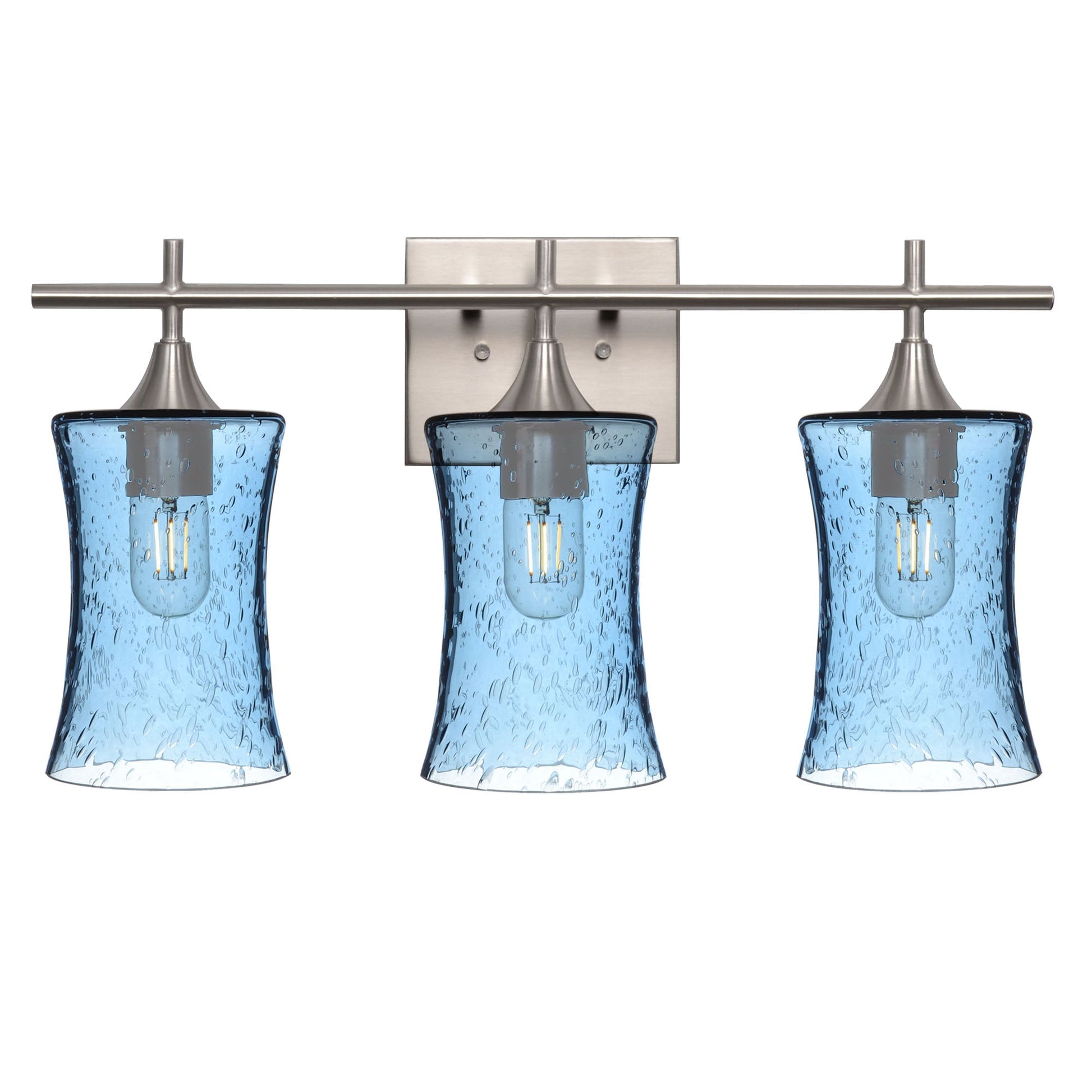 818 3-Light Vanity-Glass-Bicycle Glass Co-Lunar-Steel Blue-Brushed Nickel-Bicycle Glass Co