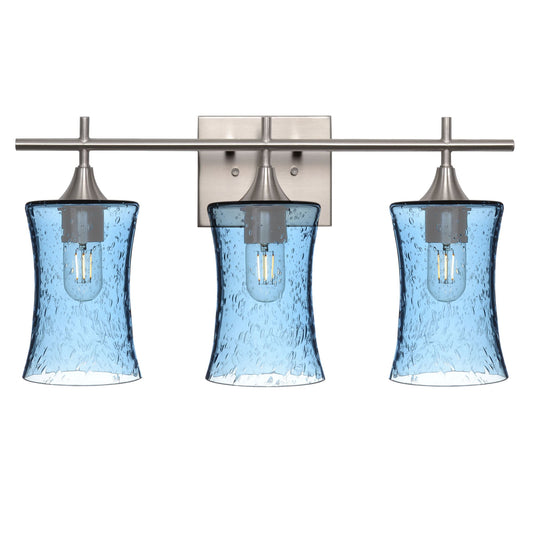 818 3-Light Vanity-Glass-Bicycle Glass Co-Lunar-Steel Blue-Brushed Nickel-Bicycle Glass Co