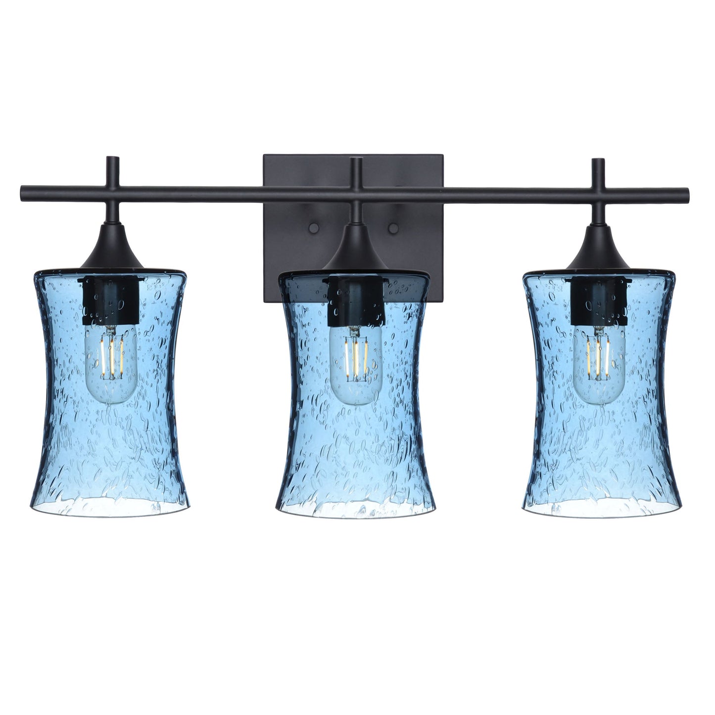 818 3-Light Vanity-Glass-Bicycle Glass Co-Lunar-Steel Blue-Matte Black-Bicycle Glass Co