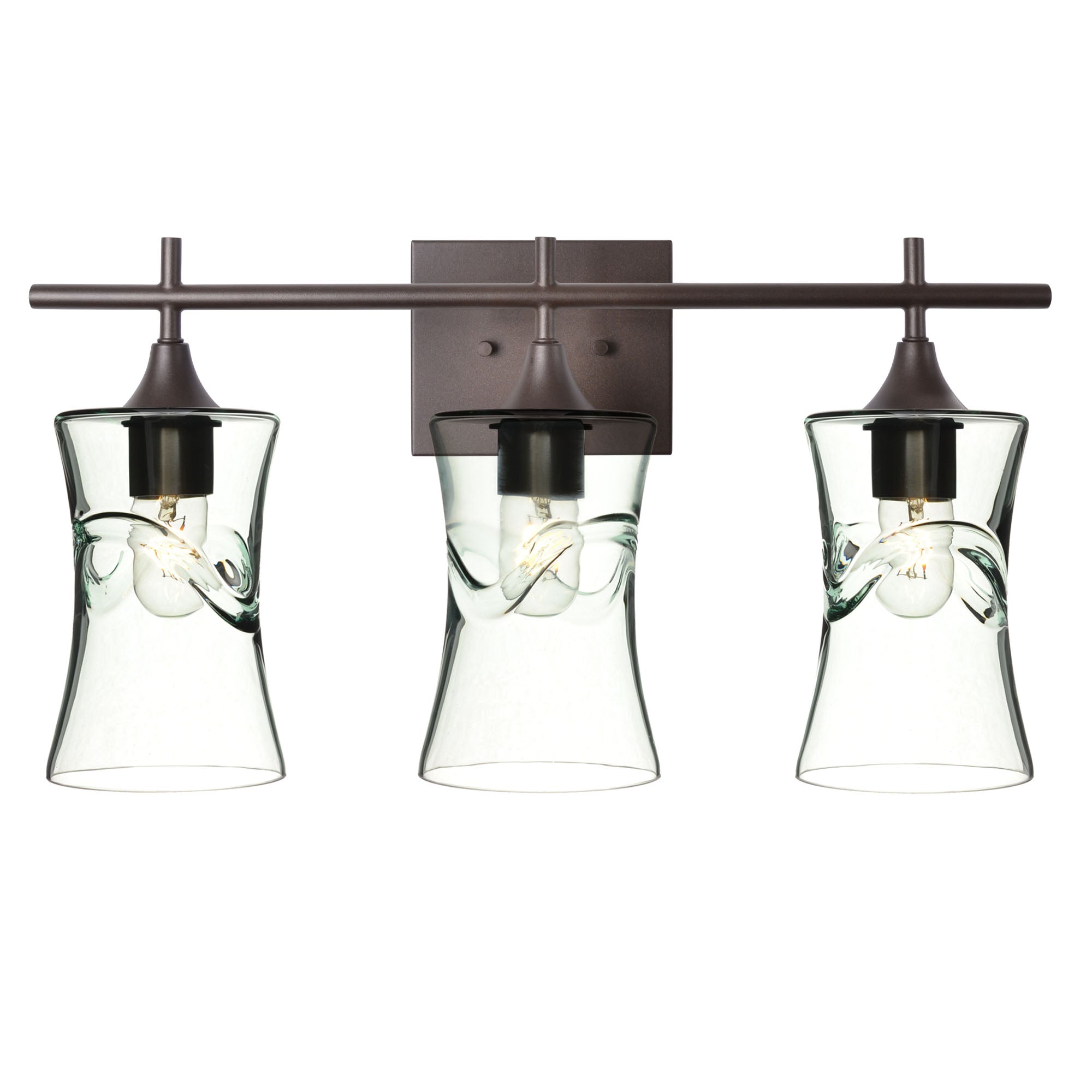 818 3-Light Vanity-Glass-Bicycle Glass Co-Swell-Eco Clear-Antique Bronze-Bicycle Glass Co