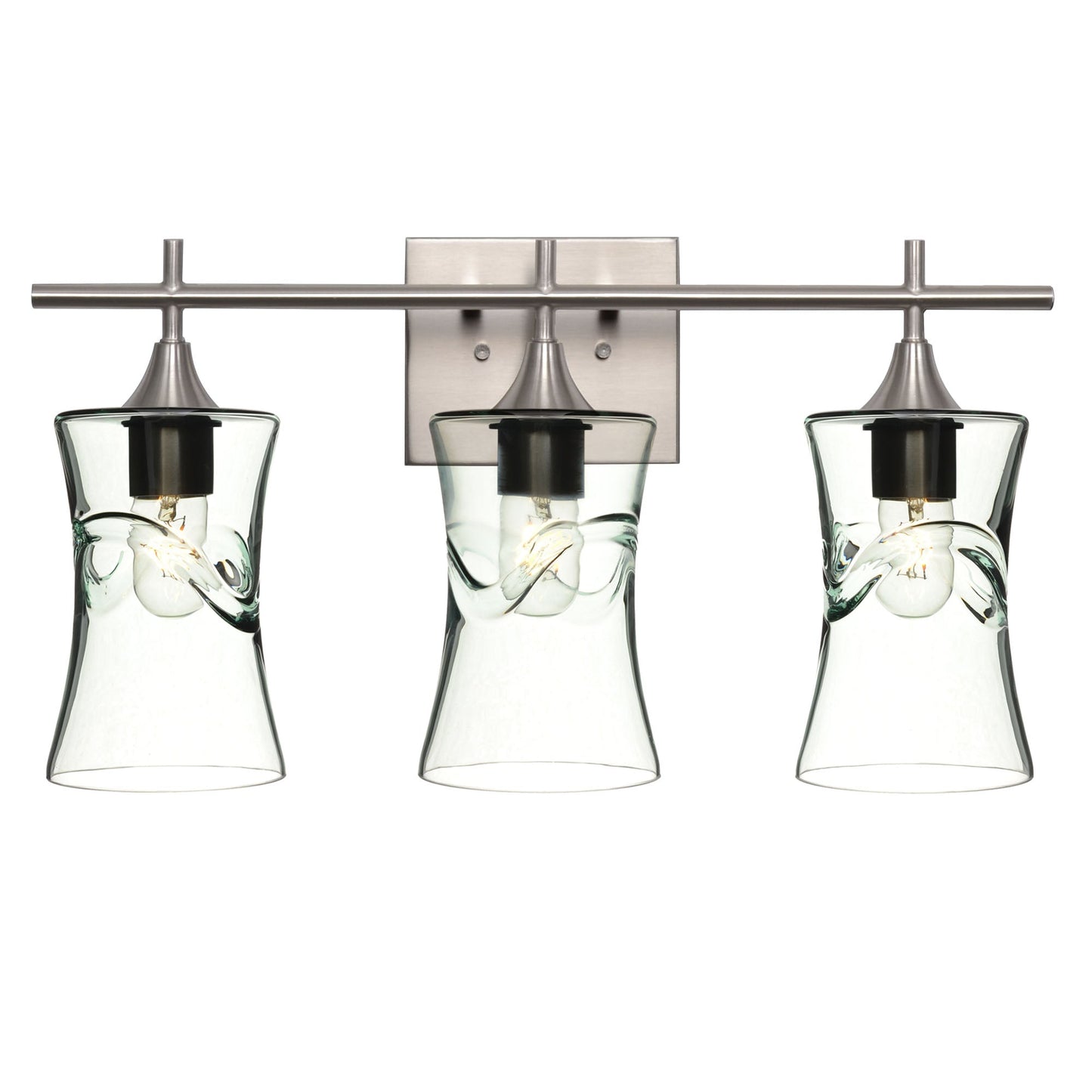 818 3-Light Vanity-Glass-Bicycle Glass Co-Swell-Eco Clear-Brushed Nickel-Bicycle Glass Co