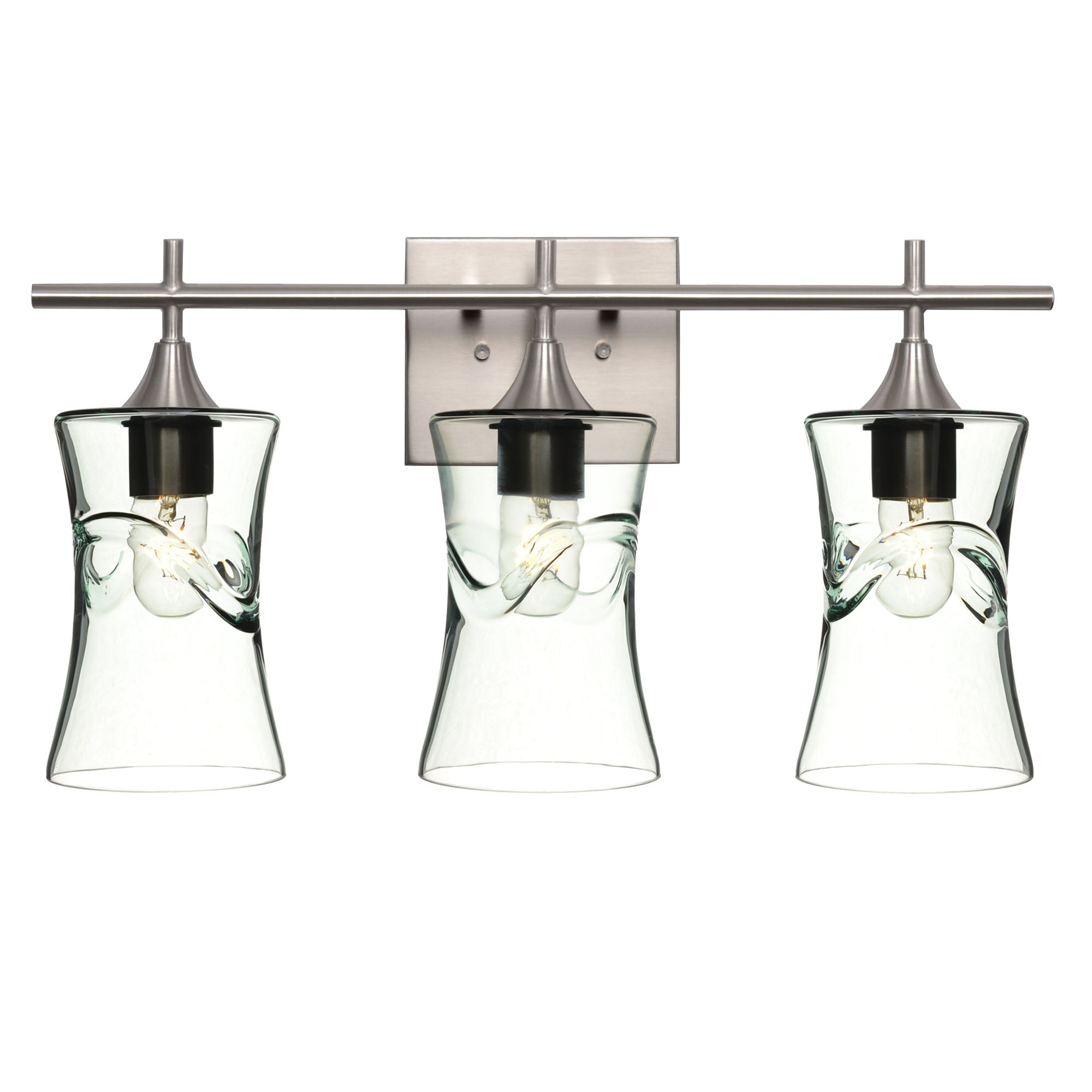 818 3-Light Vanity-Glass-Bicycle Glass Co-Swell-Eco Clear-Brushed Nickel-Bicycle Glass Co