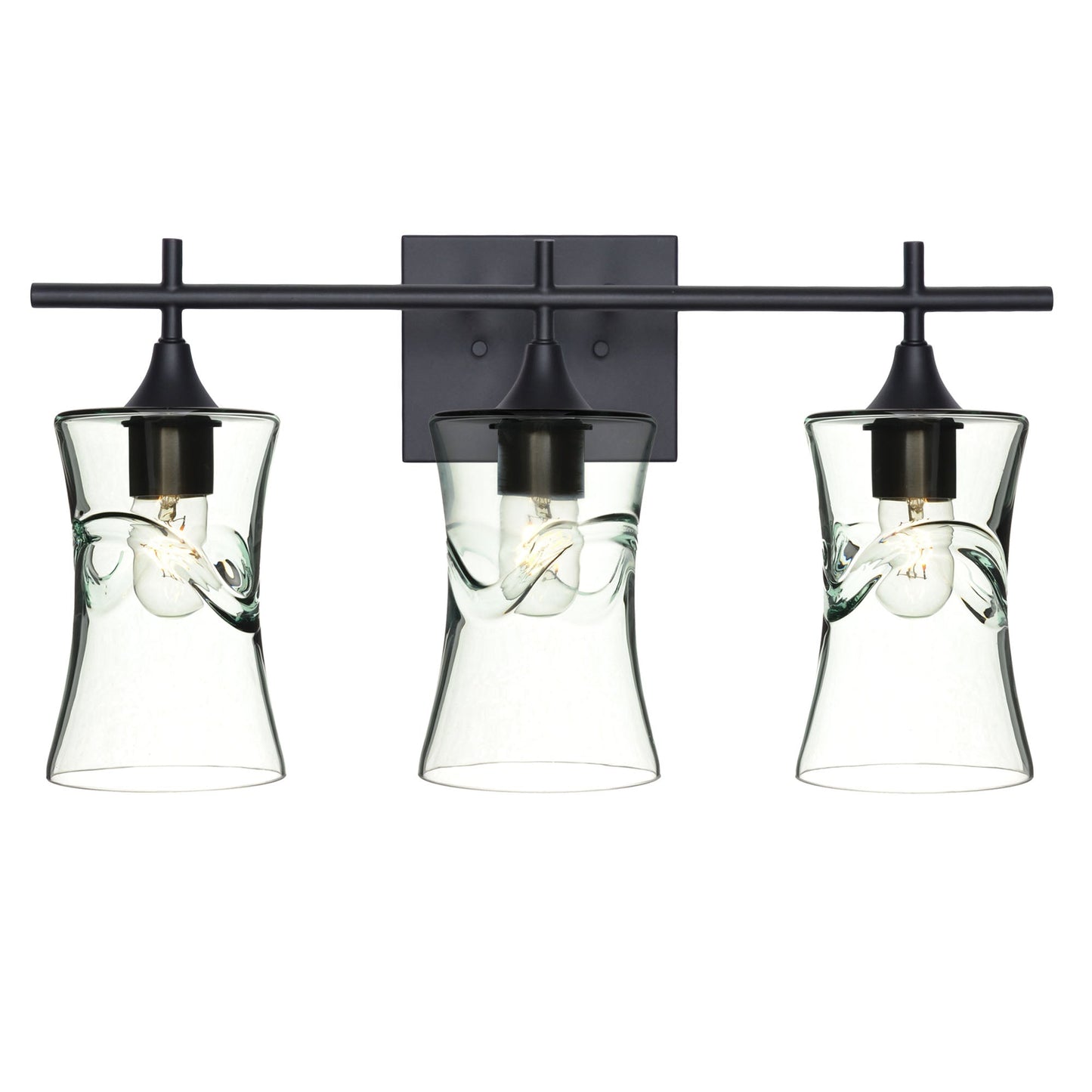 818 3-Light Vanity-Glass-Bicycle Glass Co-Swell-Eco Clear-Matte Black-Bicycle Glass Co