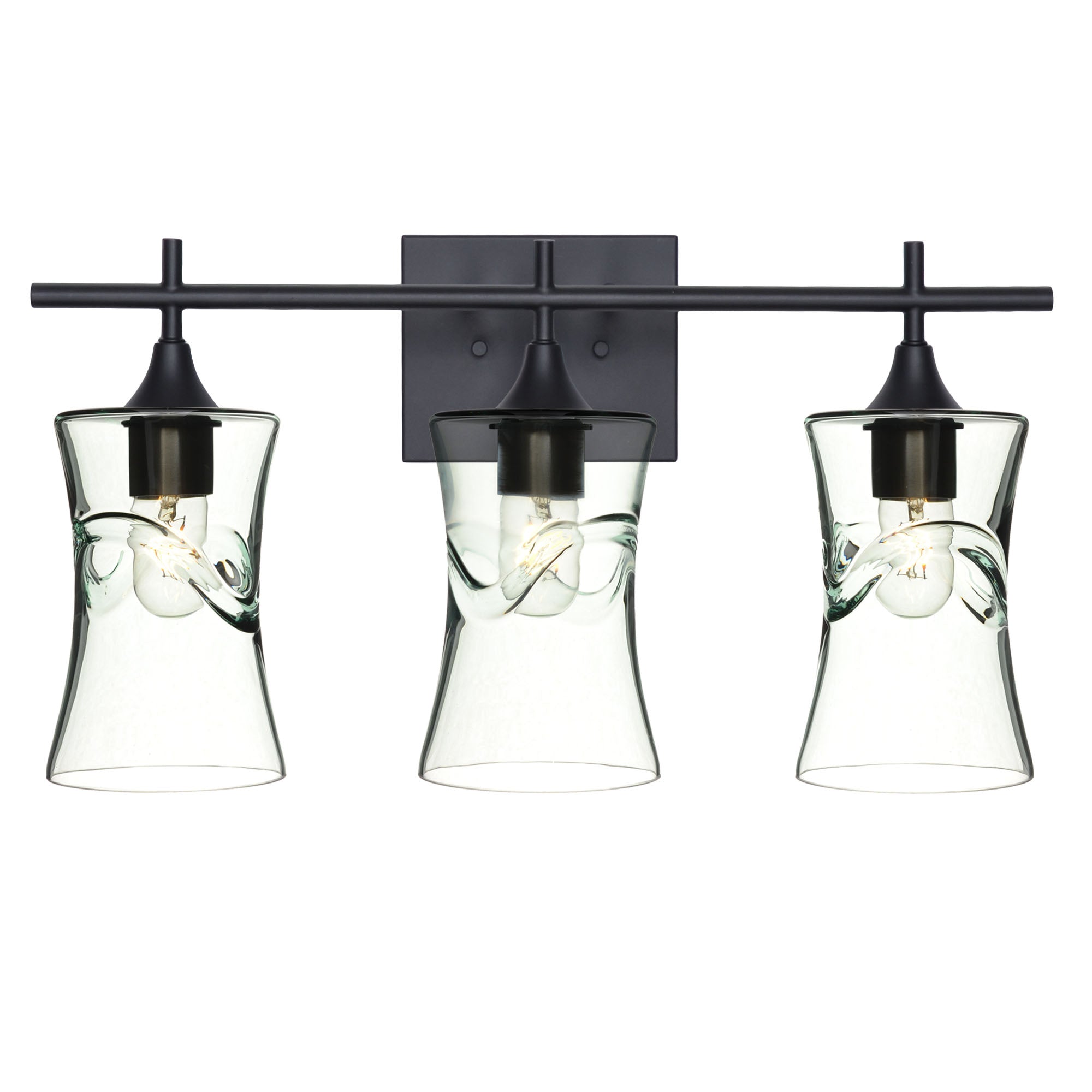 818 3-Light Vanity-Glass-Bicycle Glass Co-Swell-Eco Clear-Matte Black-Bicycle Glass Co