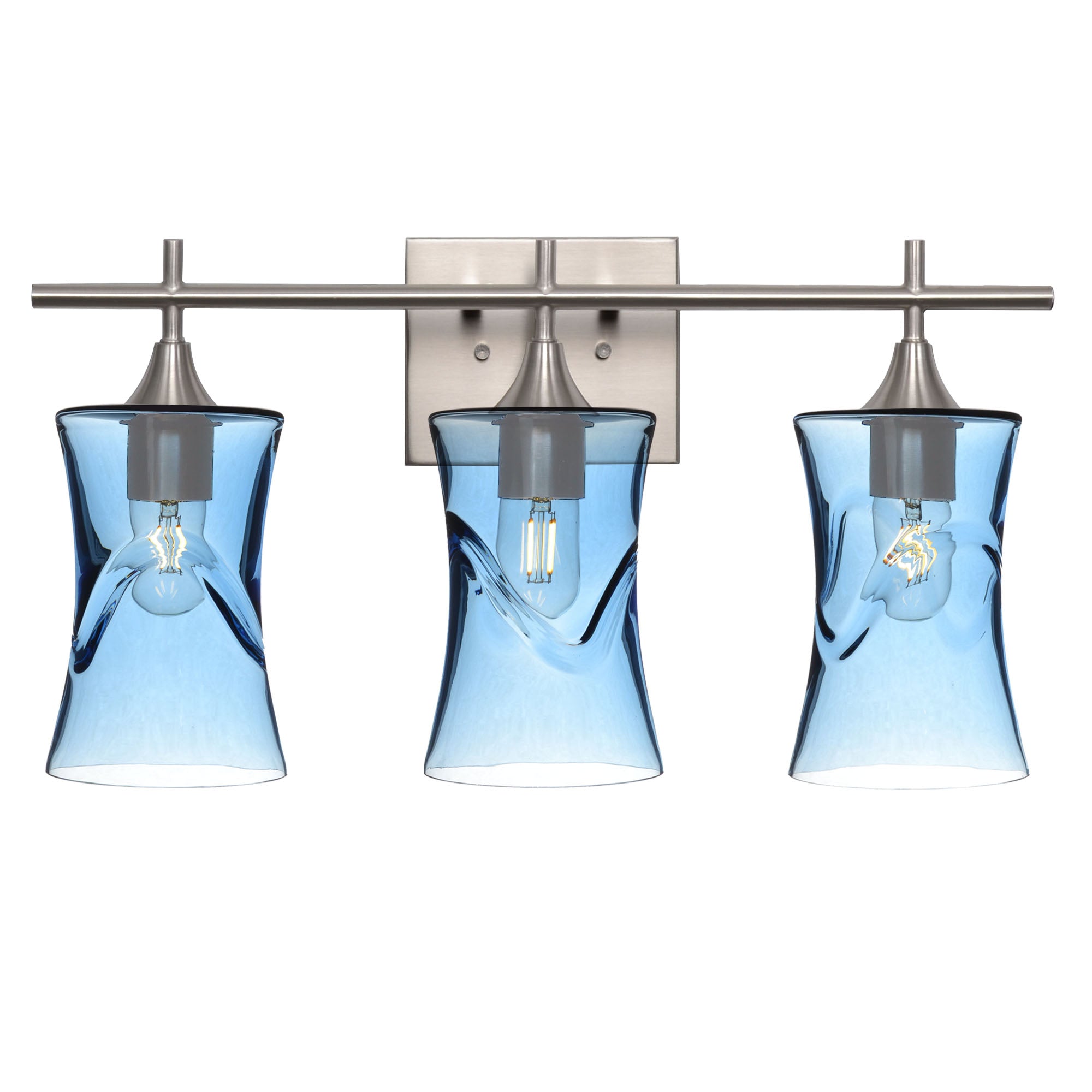818 3-Light Vanity-Glass-Bicycle Glass Co-Swell-Steel Blue-Brushed Nickel-Bicycle Glass Co