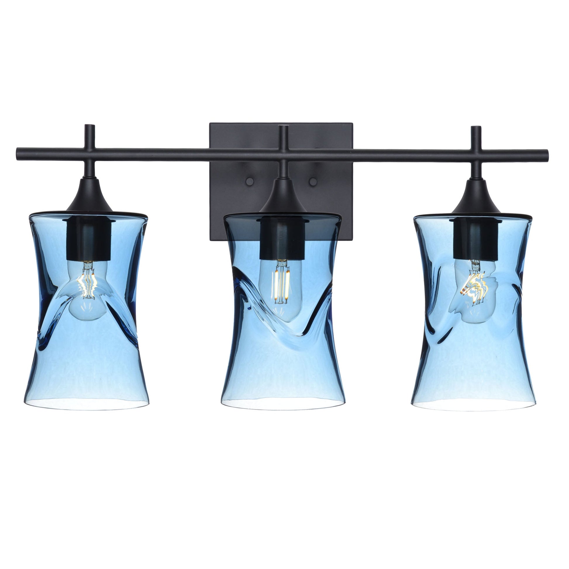 818 3-Light Vanity-Glass-Bicycle Glass Co-Swell-Steel Blue-Matte Black-Bicycle Glass Co